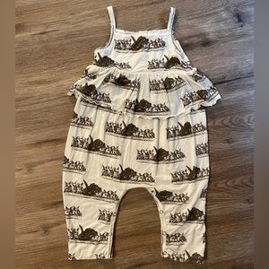 Kate Quinn Brown Bunnies Spaghetti Strap Ruffle Jumpsuit Bamboo